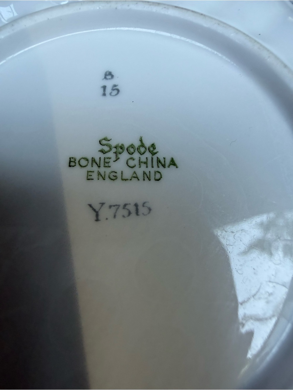 Spode Green Mark Bone China Backstamp on White Porcelain
